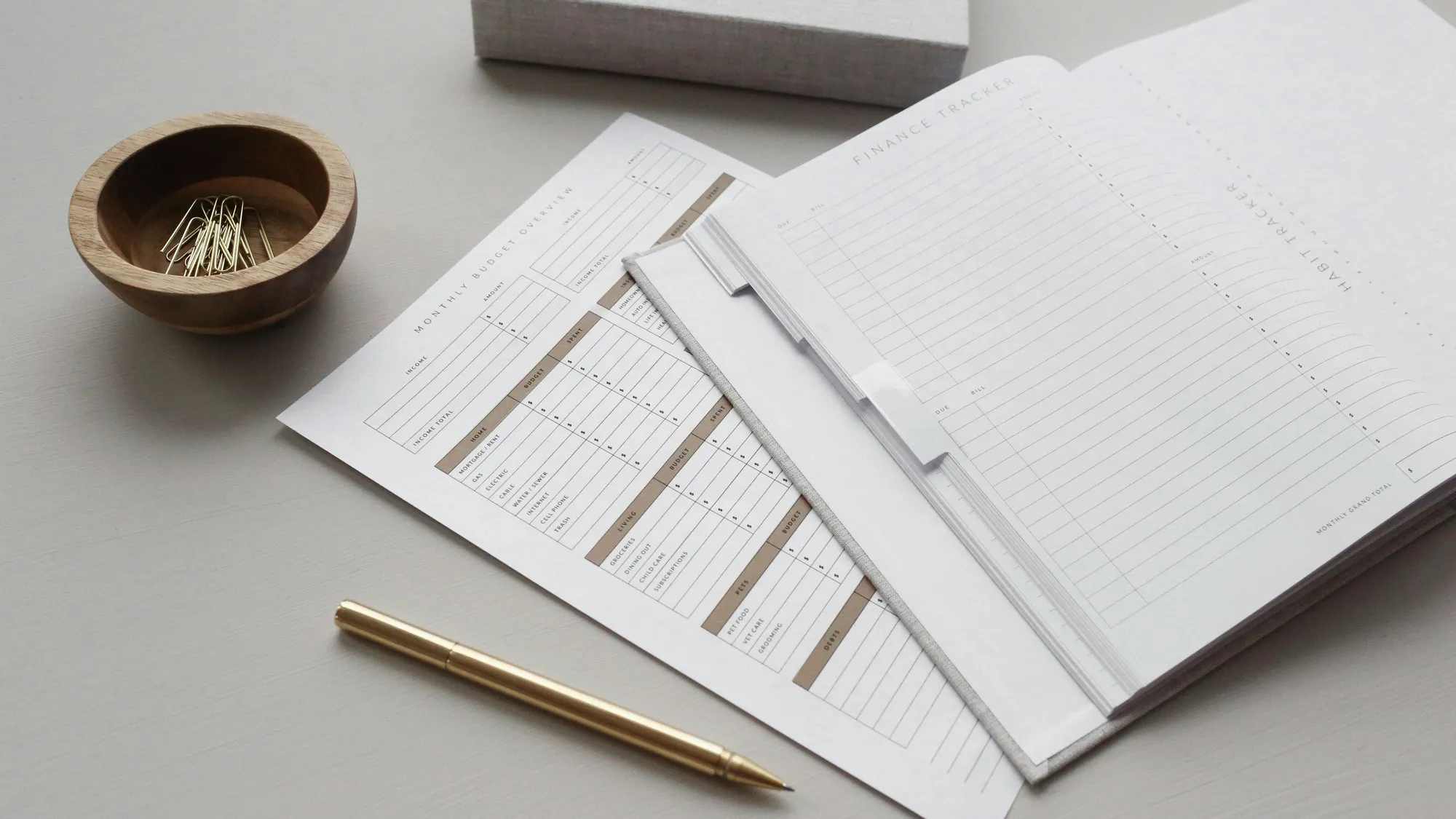 Monthly budget and finance tracker worksheets