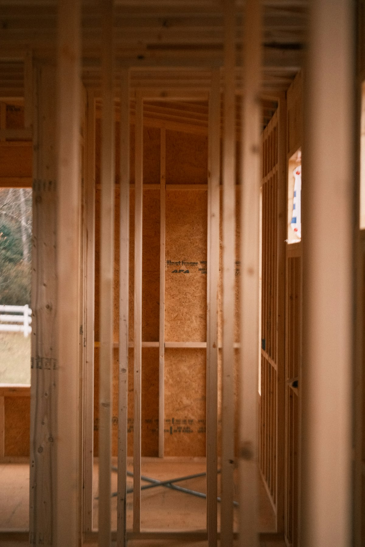 Wood framing inside a home under construction